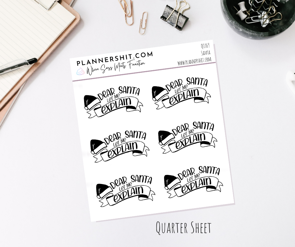 Quarter Sheet Planner Stickers - Santa