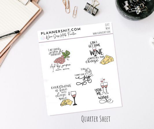 Quarter Sheet Planner Stickers - Wine