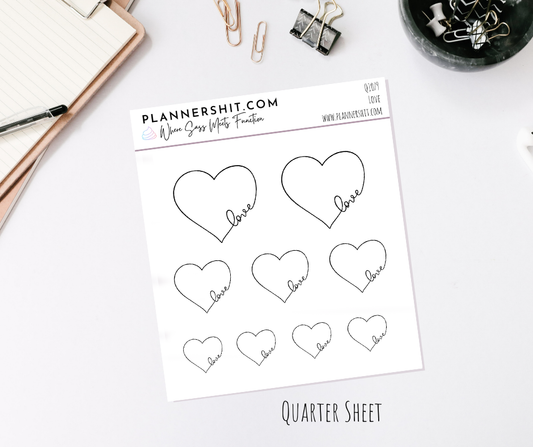 Quarter Sheet Planner Stickers - Love