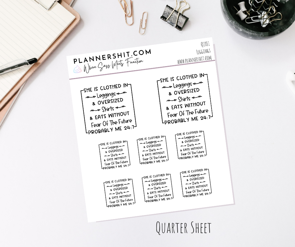 Quarter Sheet Planner Stickers - Leggings
