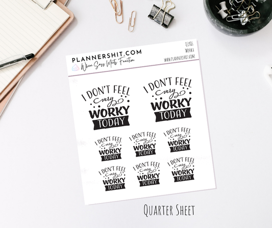 Quarter Sheet Planner Stickers - Worky