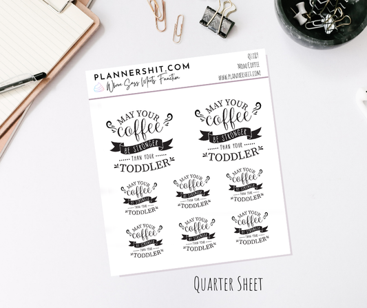 Quarter Sheet Planner Stickers - Mom Coffee