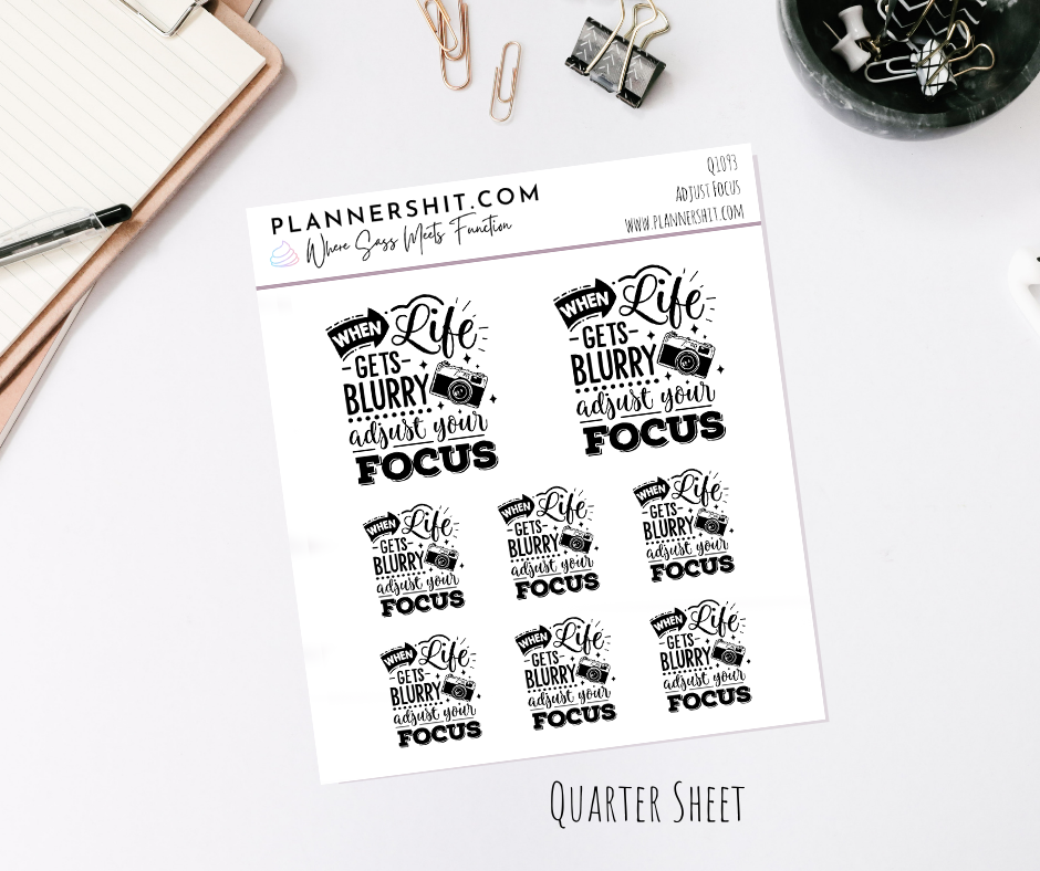 Quarter Sheet Planner Stickers - Adjust Focus