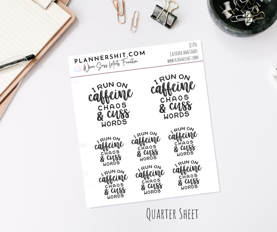 Quarter Sheet Planner Stickers - Caffeine & Chaos