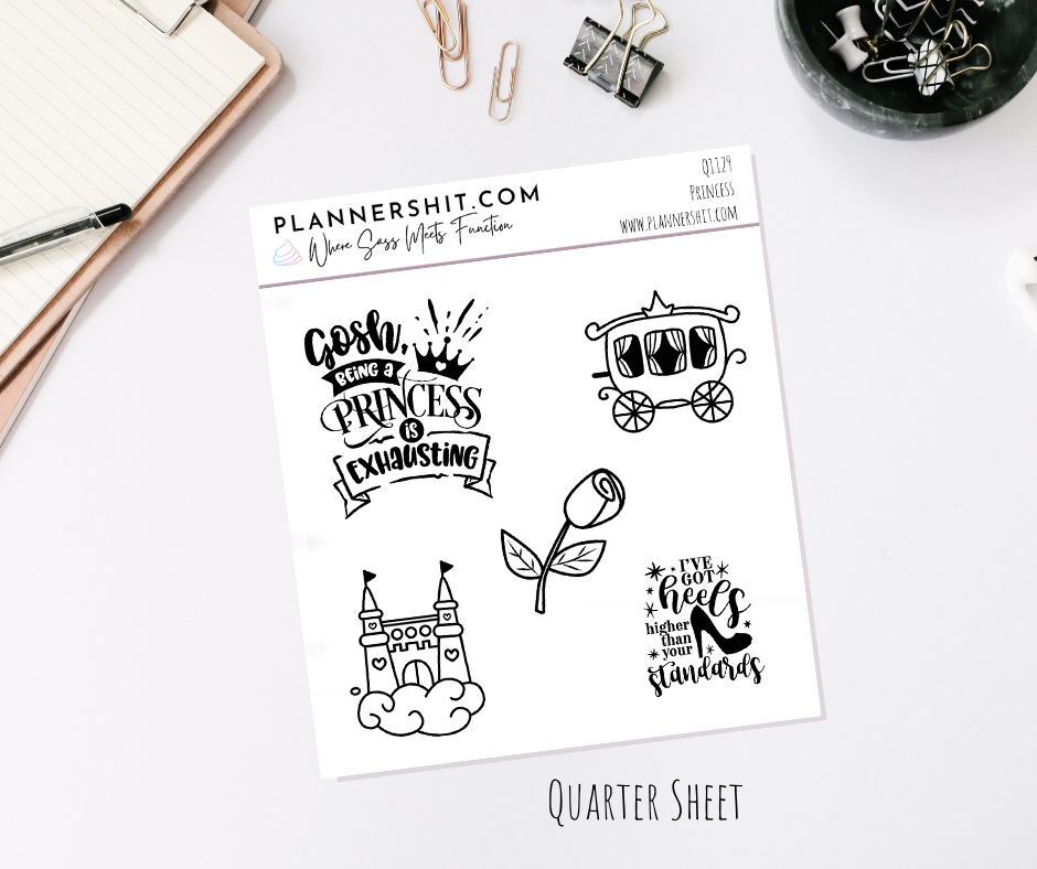 Quarter Sheet Planner Stickers - Princess