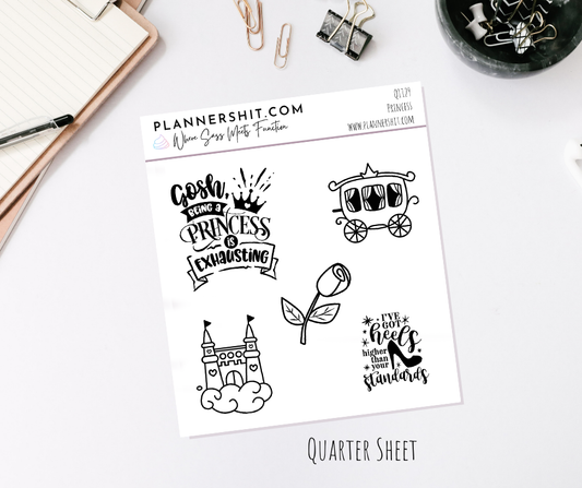 Quarter Sheet Planner Stickers - Princess