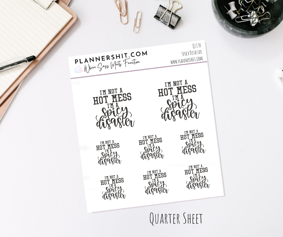Quarter Sheet Planner Stickers - Spicy Disaster