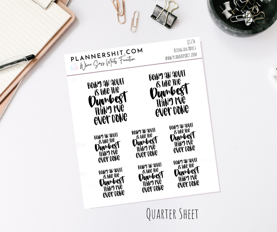 Quarter Sheet Planner Stickers - Being an Adult