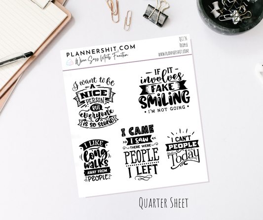Quarter Sheet Planner Stickers - People