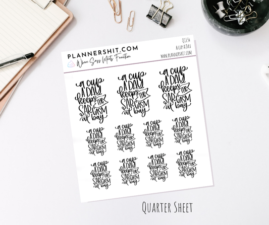 Quarter Sheet Planner Stickers - A Cup a Day