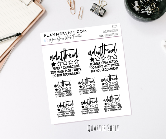 Quarter Sheet Planner Stickers - Adulthood Review