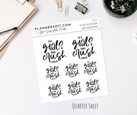 Quarter Sheet Planner Stickers - Set Goals and Crush Them