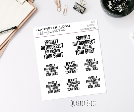 Quarter Sheet Planner Stickers - Autocorrect