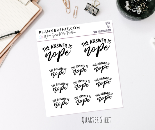 Quarter Sheet Planner Stickers - Nope