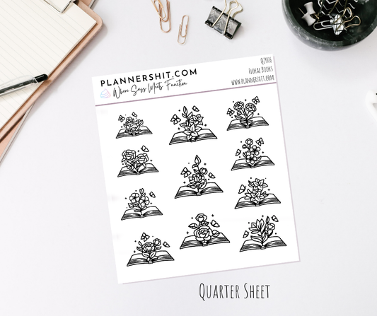 Quarter Sheet Planner Stickers - Floral Books