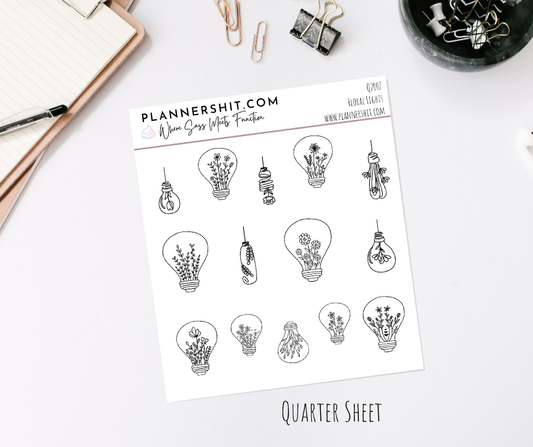 Quarter Sheet Planner Stickers - Floral Lights