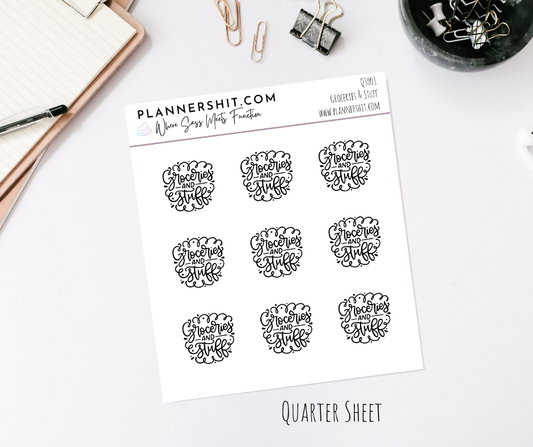 Quarter Sheet Planner Stickers - Groceries and Stuff