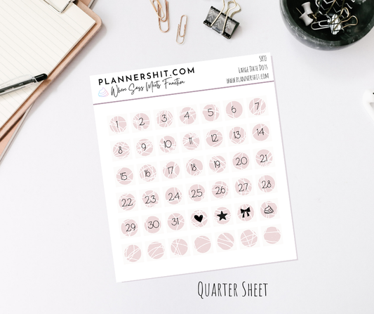 Functional Quarter Sheet - Large Date Covers - Pink Scribbles