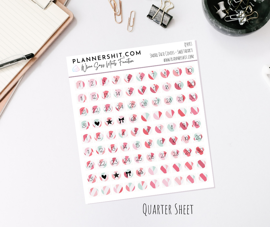 Functional Quarter Sheet - Small Date Covers - Sweethearts