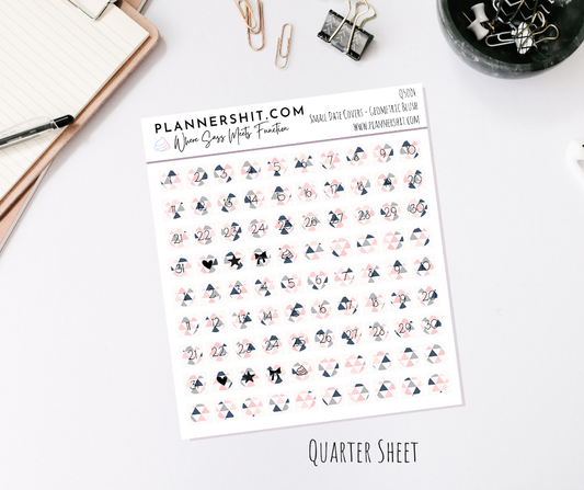 Functional Quarter Sheet - Small Date Covers - Geometric Blush