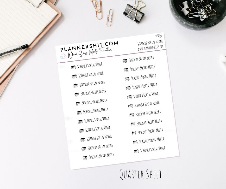 Quarter Sheet Planner Stickers - Schedule Social Media