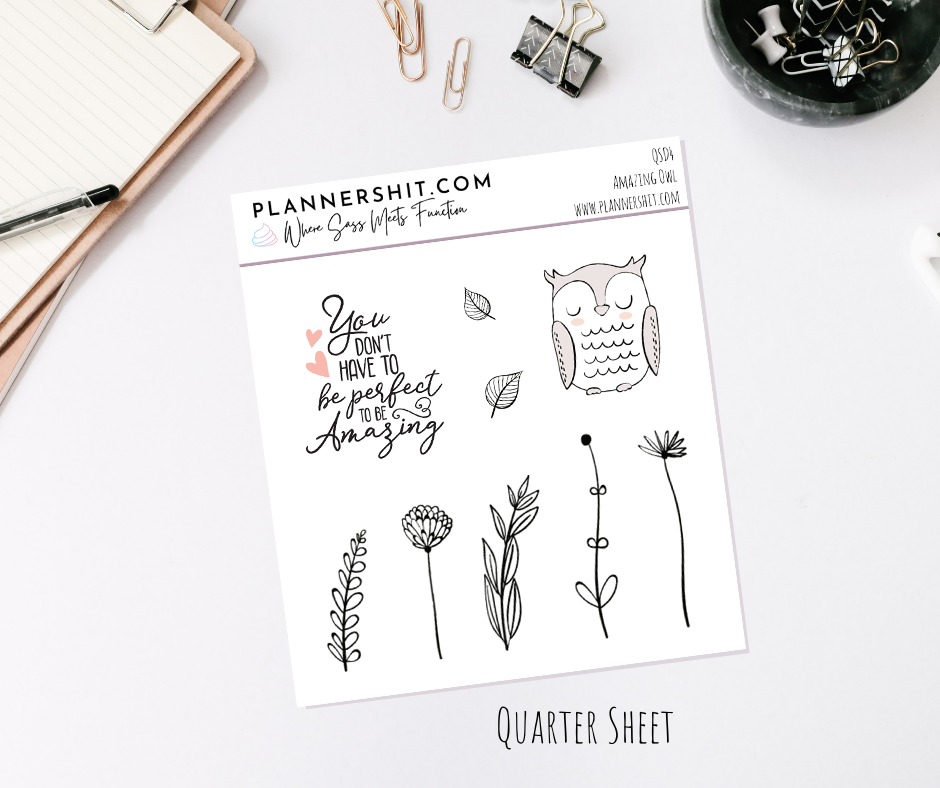 Quarter Sheet Planner Stickers - Amazing Owl