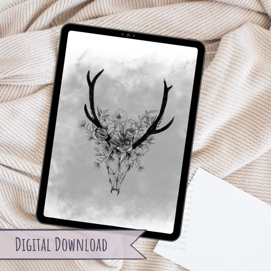 Digital Paper - Winter Floral Deer